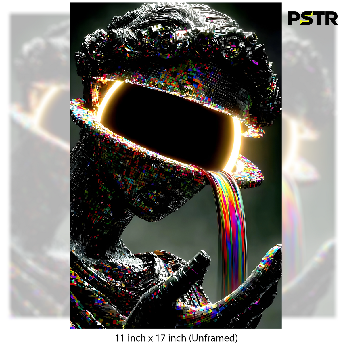 Digital Overload | Cyberpunk Glitch Art Poster | Rainbow Digital Surrealism Wall Art | 11x17 Print