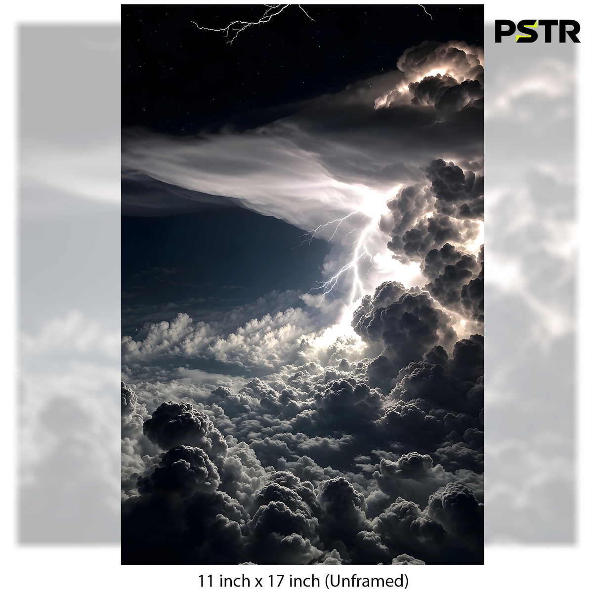 Heaven's Fury | Dramatic Lightning Storm Poster | Dark Cloudscape & Nature Wall Art | 11x17 Print