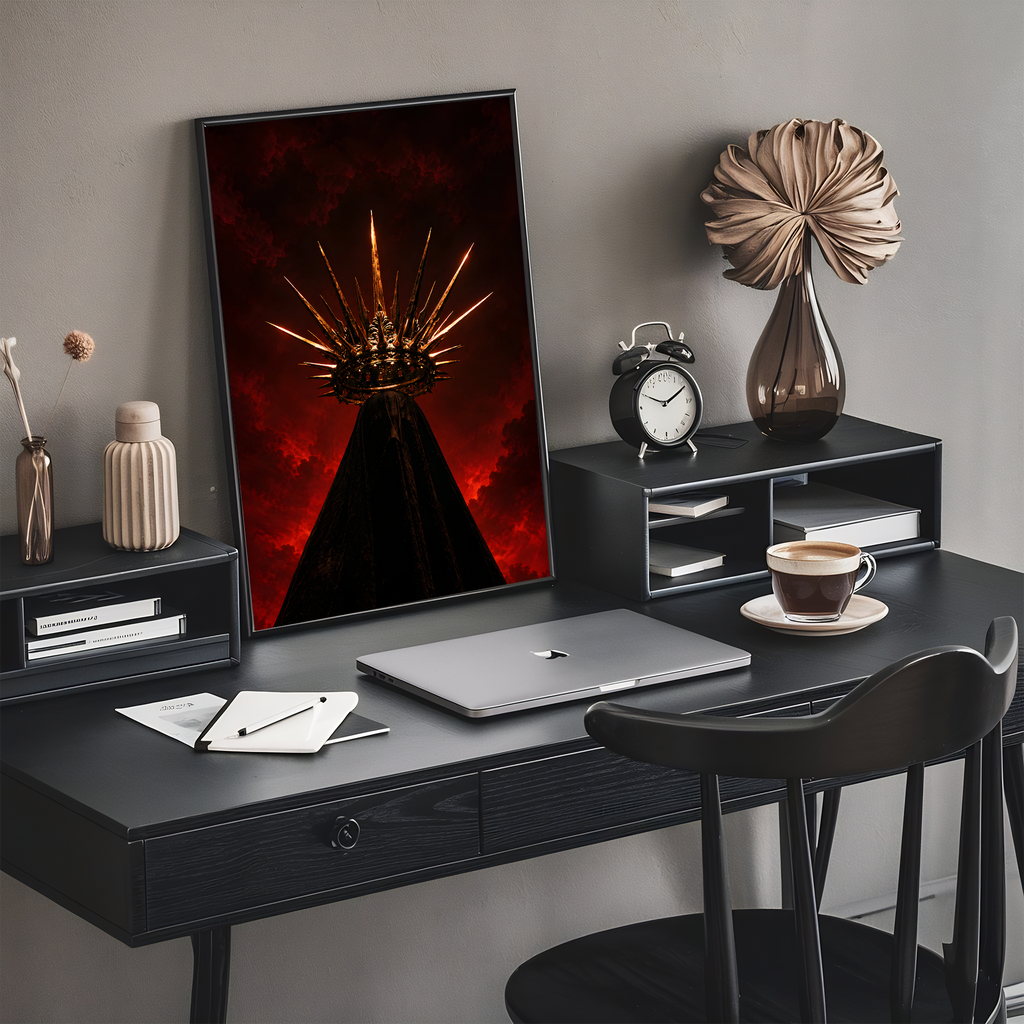 Crown of Shadows | Dark Fantasy Gothic Crown Poster | Crimson Royalty Wall Art | 11x17 Print