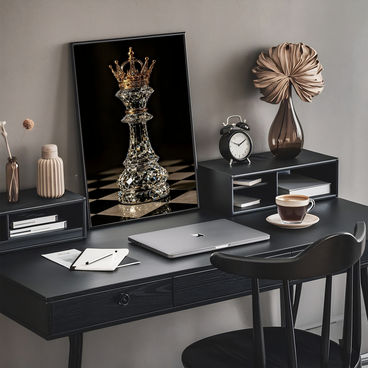Crowned in Diamonds | Luxury Crystal Chess King Poster | Gold Crown Motivational Wall Art | 11x17 Print