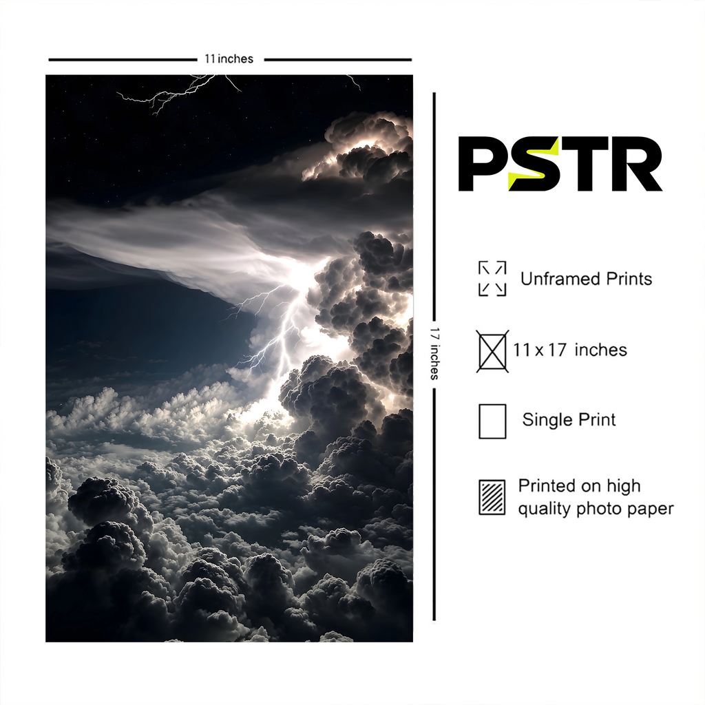 Heaven's Fury | Dramatic Lightning Storm Poster | Dark Cloudscape & Nature Wall Art | 11x17 Print