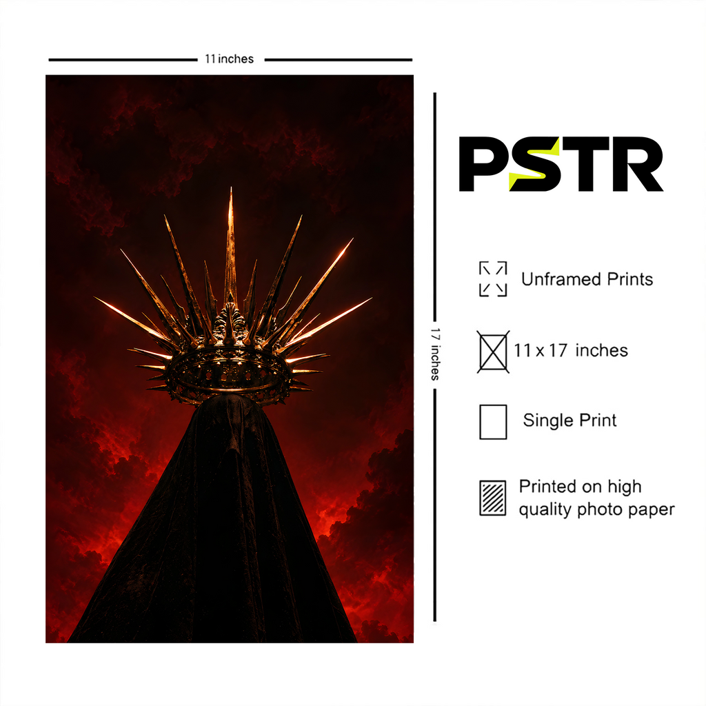 Crown of Shadows | Dark Fantasy Gothic Crown Poster | Crimson Royalty Wall Art | 11x17 Print