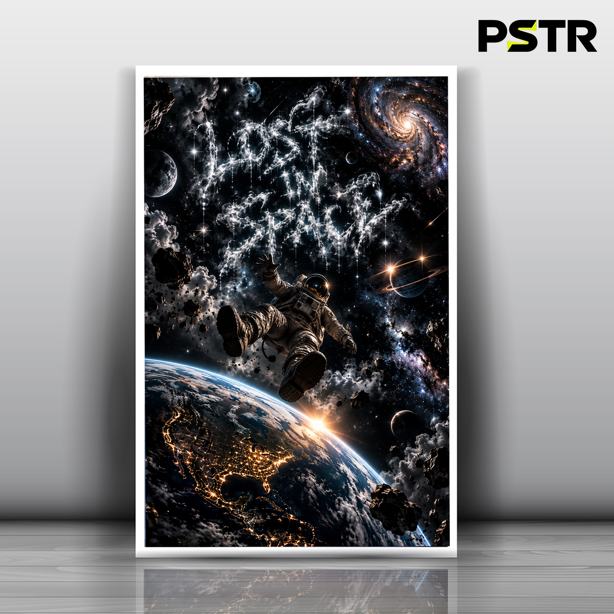 Lost in the Infinite | Astronaut Floating in Space Poster | Cosmic Galaxy Wall Art | 11x17 Print
