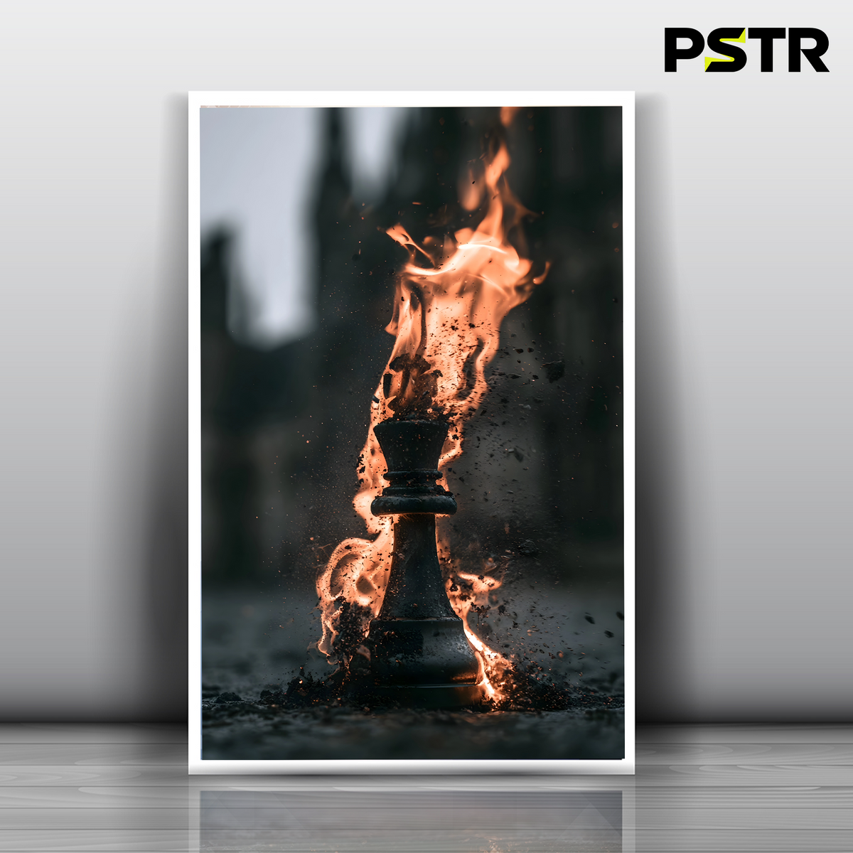 Endgame | Burning Chess King Poster | Dark Motivational Wall Art | 11x17 Print