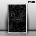 Shadow Hunter | Black Jaguar Panther Poster | Golden Eyes Wildlife Wall Art | 11x17 Print