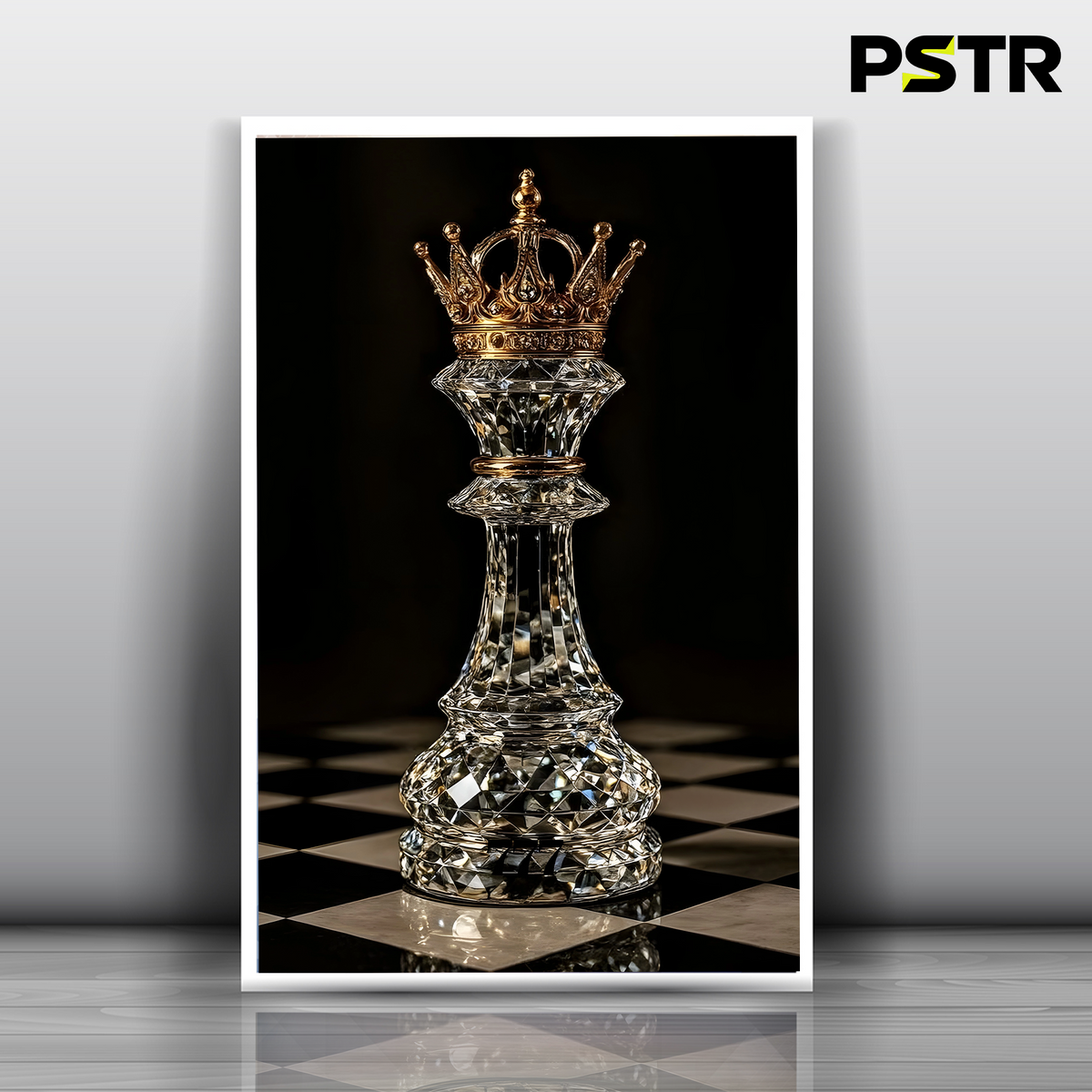 Crowned in Diamonds | Luxury Crystal Chess King Poster | Gold Crown Motivational Wall Art | 11x17 Print