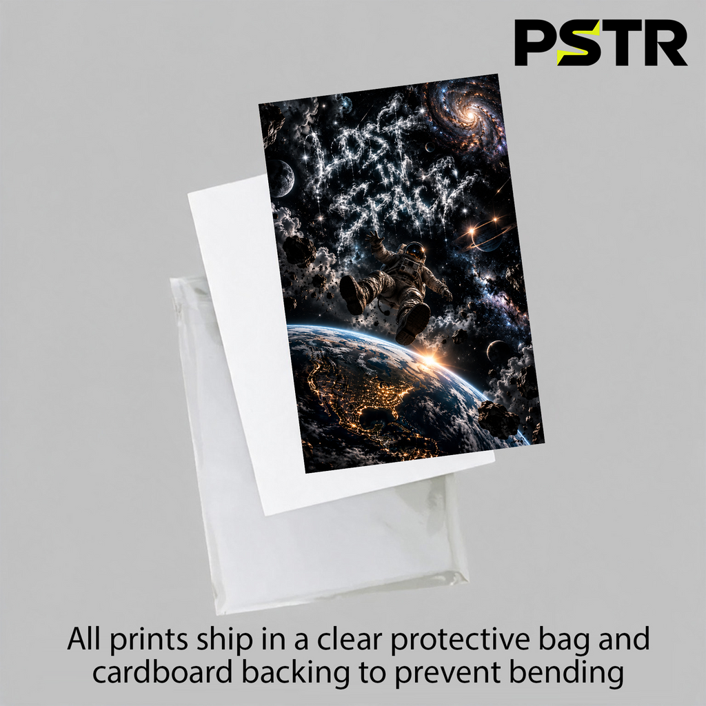 Lost in the Infinite | Astronaut Floating in Space Poster | Cosmic Galaxy Wall Art | 11x17 Print
