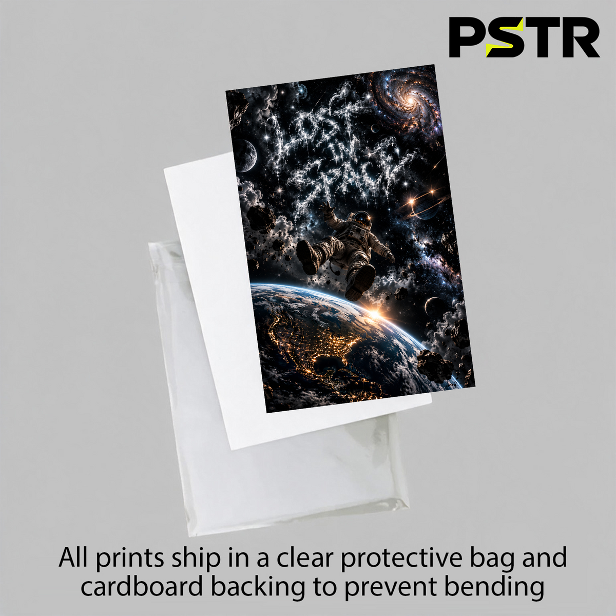 Lost in the Infinite | Astronaut Floating in Space Poster | Cosmic Galaxy Wall Art | 11x17 Print