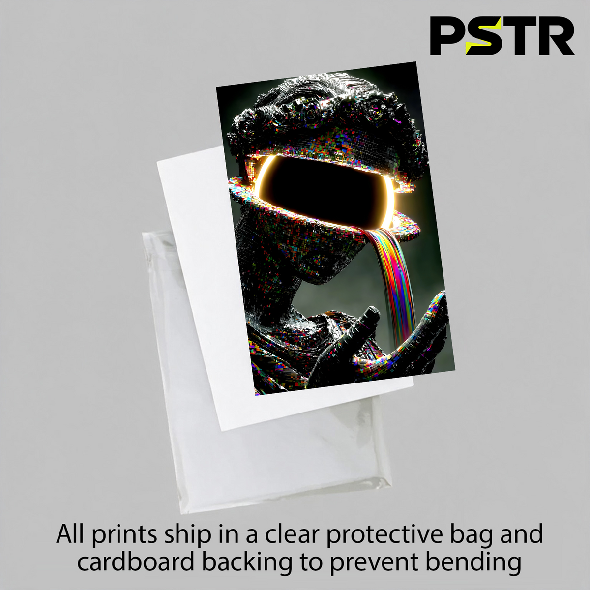 Digital Overload | Cyberpunk Glitch Art Poster | Rainbow Digital Surrealism Wall Art | 11x17 Print