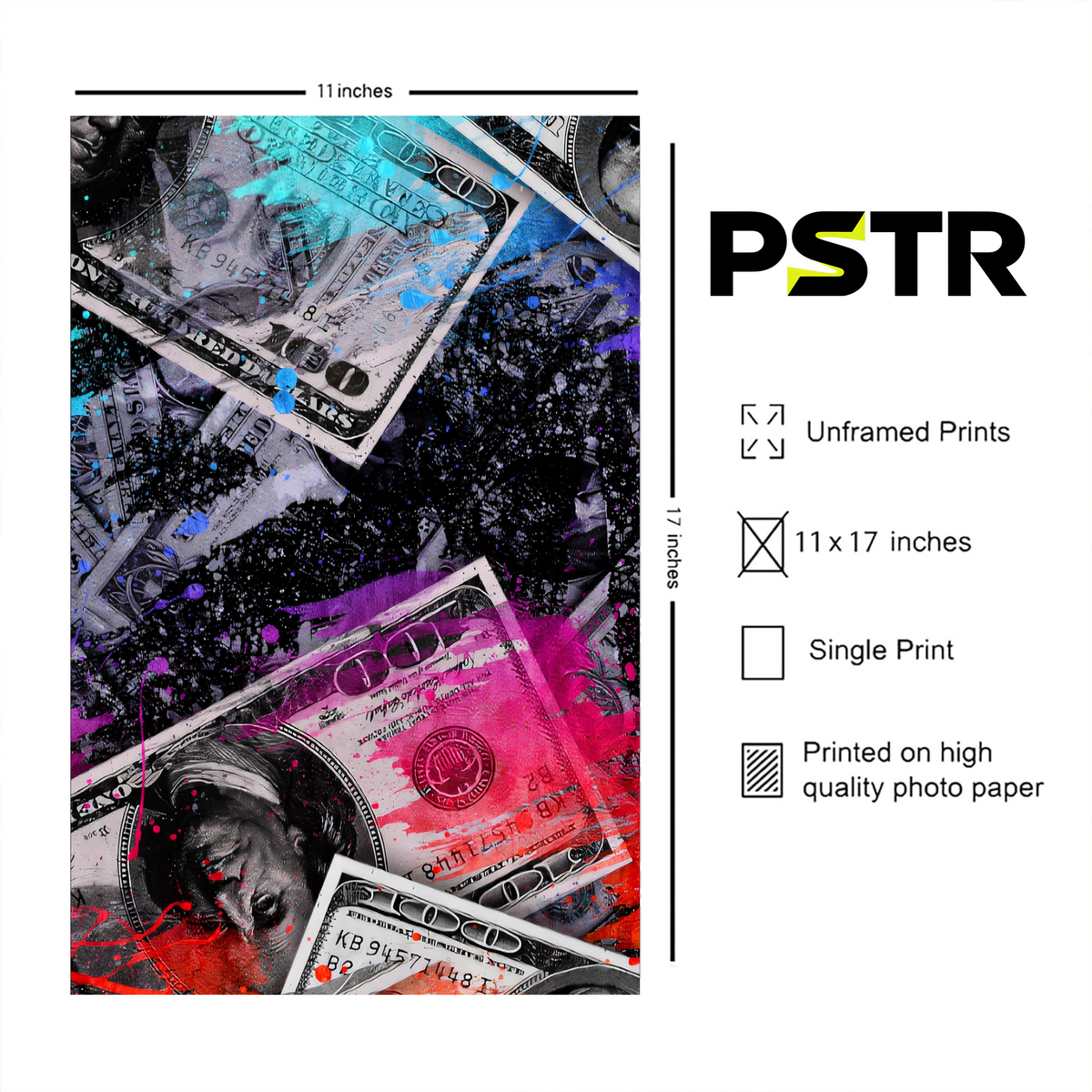 Money Talks | Colorful Money Graffiti Poster | Urban Streetwear Wall Art | 11x17 Print