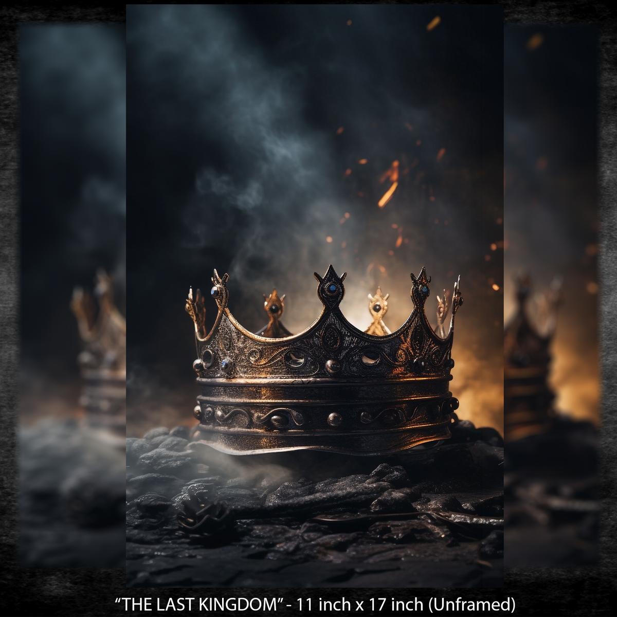 The Last Kingdom | Dark Medieval Crown Poster | Gothic Fantasy Wall Art | 11x17 Print