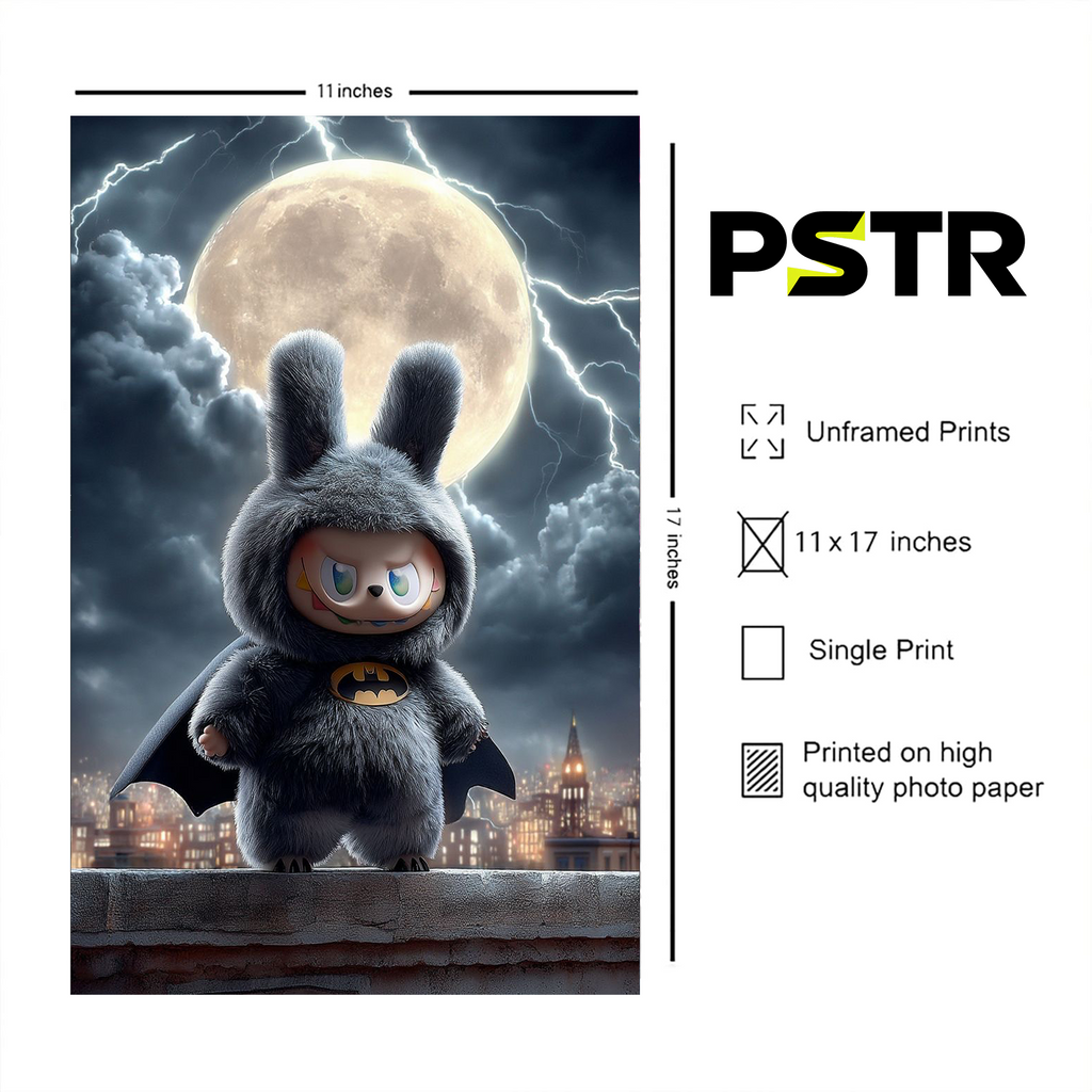 The Dark Side of Cute | Kawaii Bunny Superhero Poster | Gothic Fantasy Wall Art | 11x17 Print